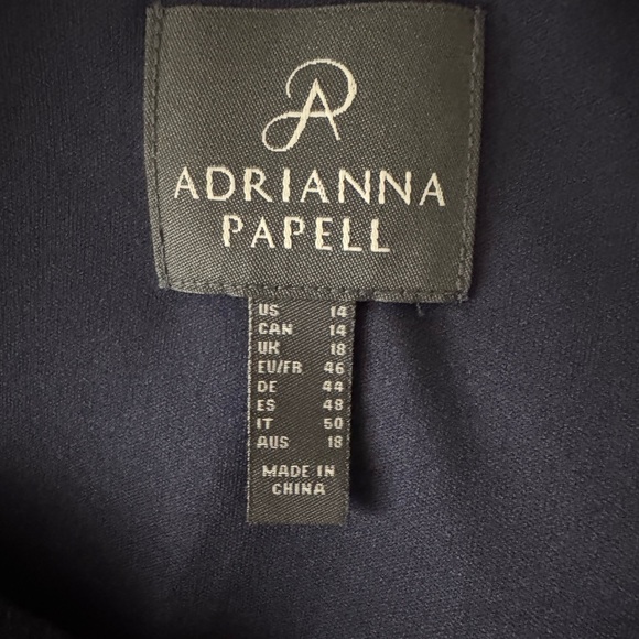Adrianna Papell Women's Fitted Metallic Strech Mid-Length Dress Navy/Gold Sz 14 - Picture 7 of 9